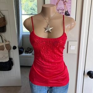 y2k 2000s mcbling bebe romantic red sequin cami tank top